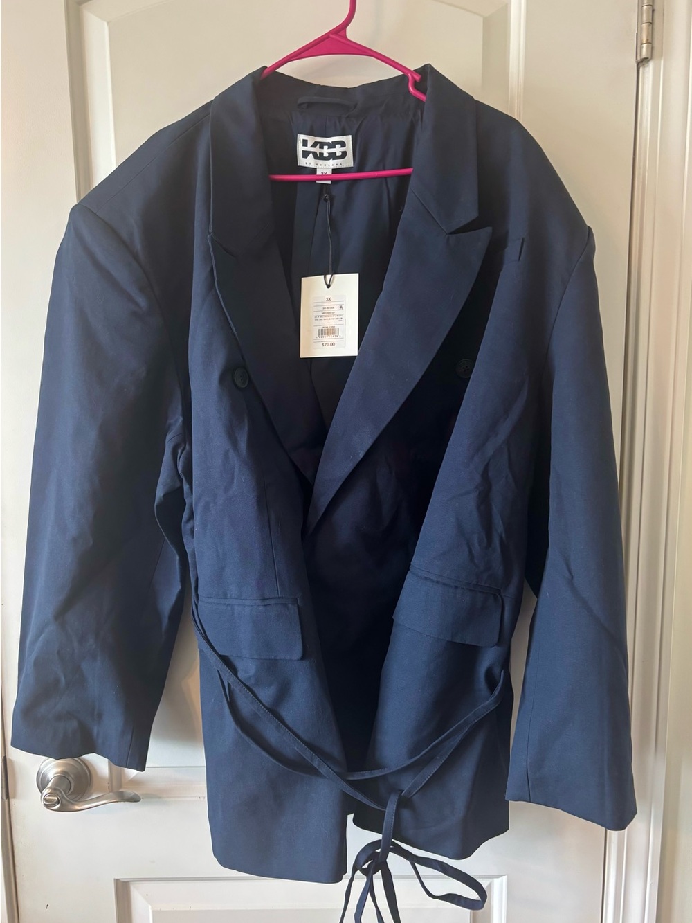 KBB by Kahlana Navy blue Trench coat style with Waist Tie. Very nice coat